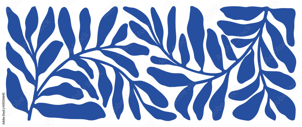 Abstract natural hand drawn pattern design with blue leaves, branches. Simple contemporary style illustrated Design for fabric, print, cover, banner, wallpaper. Abstract natural hand drawn pattern design with blue leaves, branches. Simple contemporary style illustrated Design for fabric, print, cover, banner, wallpaper.
