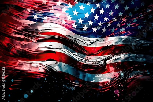 Independence day abstract background with elements of the American flag in dark blue colors