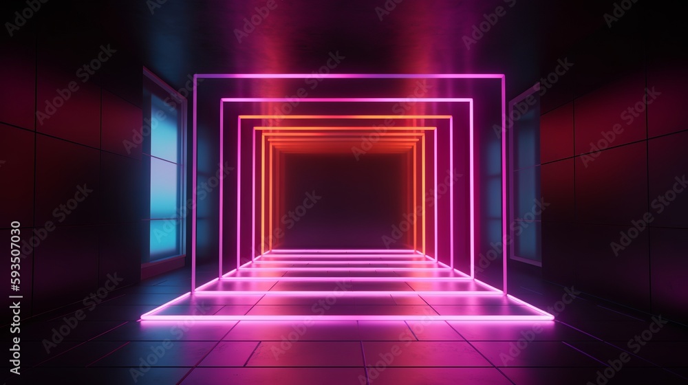 Glowing Neon Square Generative AI