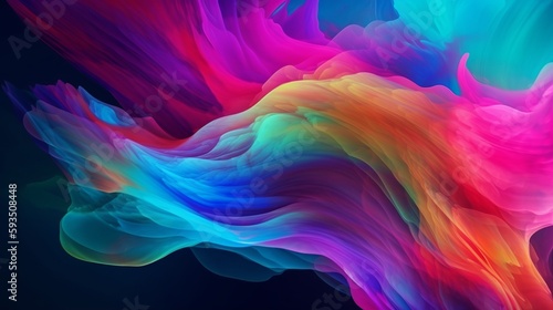 Abstract lines in waves multicolored Generative AI