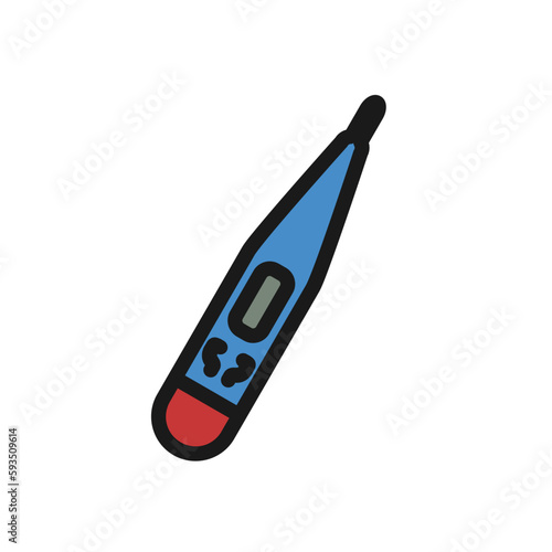 Digital thermometer blue red color fill icon, body temperature meter. Vector illustration in trendy style. Editable graphic resources for many purposes.