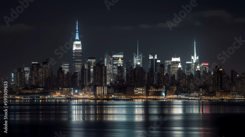 city skyline at night