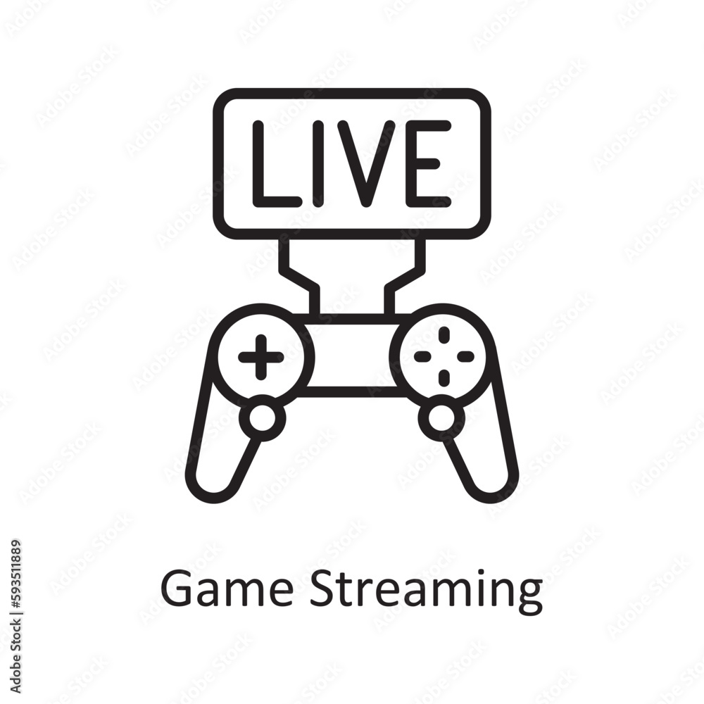 Game Streaming Vector Outline icon Design illustration. Gaming Symbol on White background EPS 10 File Game Streaming Vector Outline icon Design illustration. Gaming Symbol on White background EPS 10 File