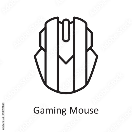 Gaming Mouse Vector Outline icon Design illustration. Gaming Symbol on White background EPS 10 File