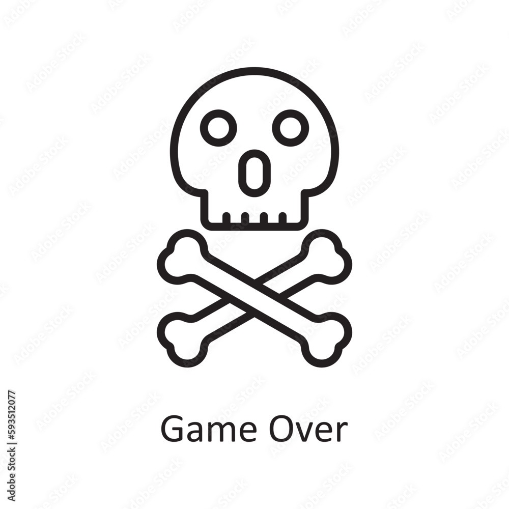 Game Over Vector Outline icon Design illustration. Gaming Symbol on White background EPS 10 File Game Over Vector Outline icon Design illustration. Gaming Symbol on White background EPS 10 File