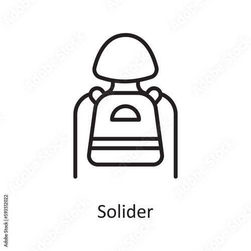  Solider Vector Outline icon Design illustration. Gaming Symbol on White background EPS 10 File