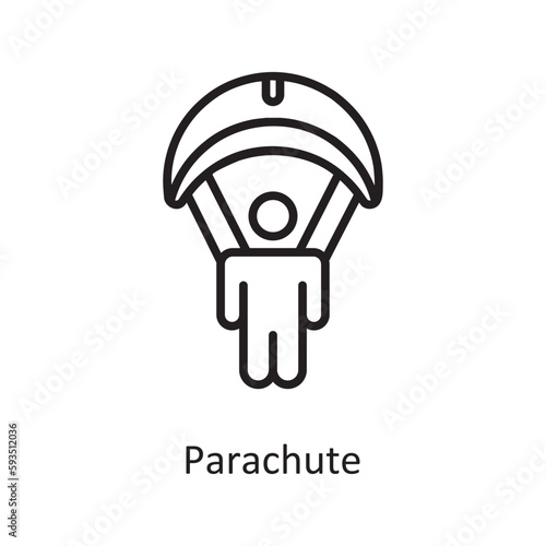  Parachute  Vector Outline icon Design illustration. Gaming Symbol on White background EPS 10 File