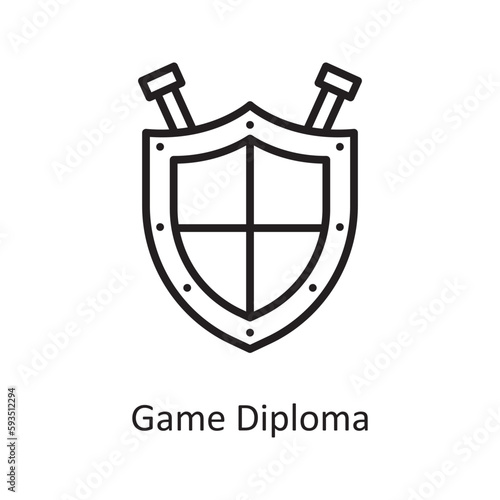 Game Diploma Vector Outline icon Design illustration. Gaming Symbol on White background EPS 10 File