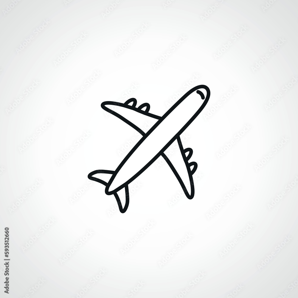 plane line icon on white background plane line icon on white background