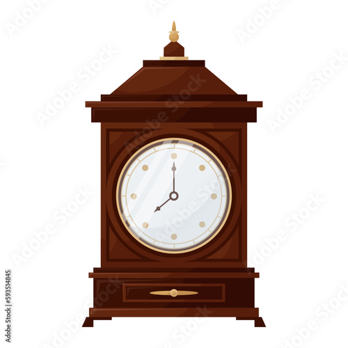Vintage table clock. Small wooden antique clock .
