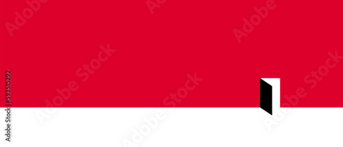 Big red wall with open door vector illustration.