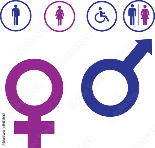 Gender symbol vector,WC Symbole, signs, icons