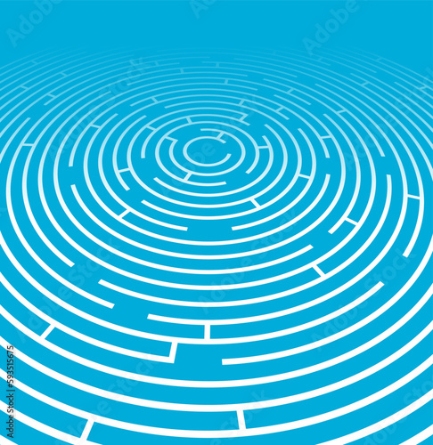 Radial labyrinth in 3d perspective vector realistic illustration.