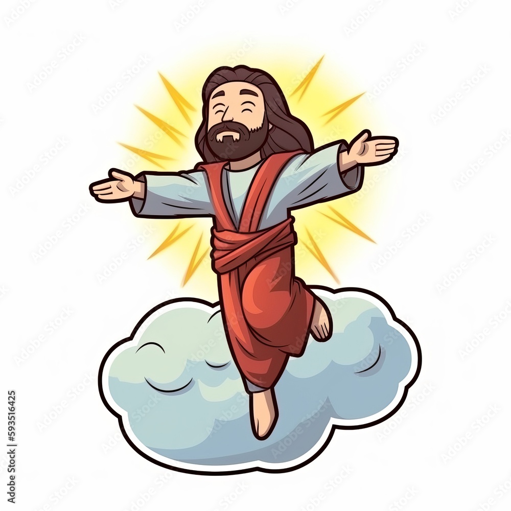 Jesus Christ ascension day sticker, cute, cartoon style. Generative ai Jesus Christ ascension day sticker, cute, cartoon style. Generative ai