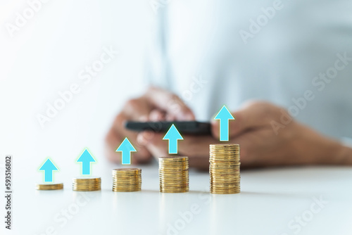 Growth and success idea of investment mutual fund. Investor earning, wealth or profit in financial, money or stock market. Personal finance and invest strategy planning concept.