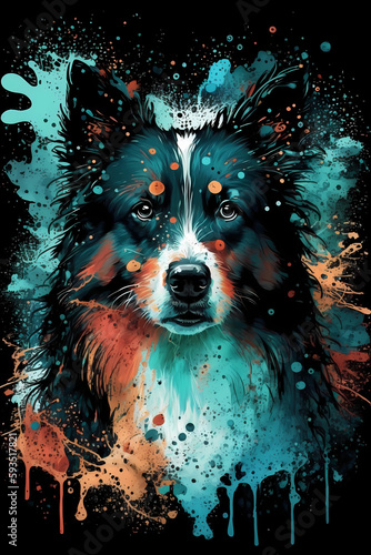 fantasy abstract portrait dog with a colorful, generative ai