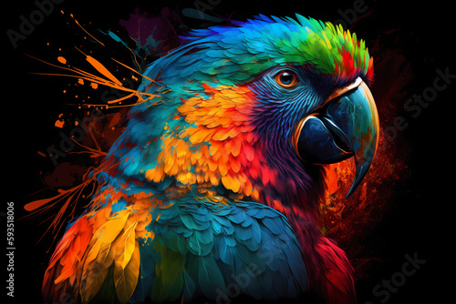 fantasy abstract portrait parrot with a colorful, generative ai