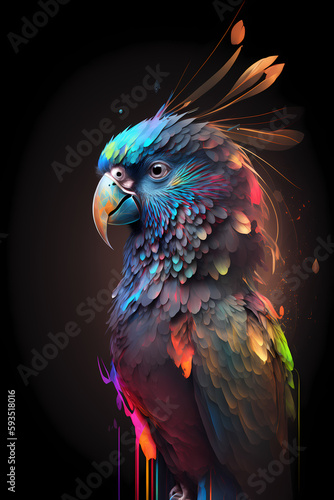 fantasy abstract portrait parrot with a colorful, generative ai