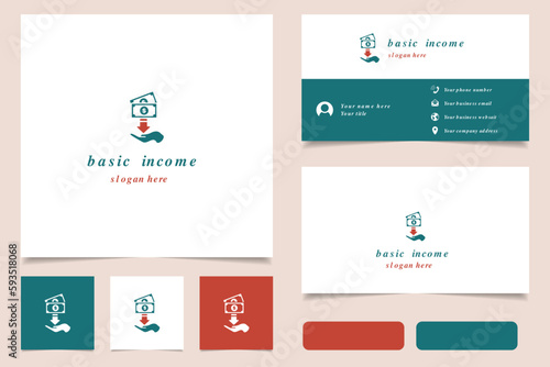 Basic income logo design with editable slogan. Branding book and business card template.