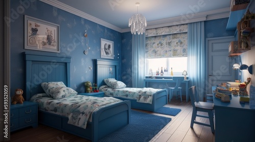 Blueprint bedroom for twins and couple