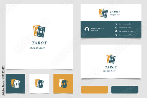 Tarot logo design with editable slogan. Branding book and business card template.
