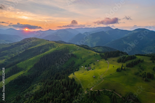 Idyllic landscape in the Alps with fresh green meadows and blooming flowers © Ryzhkov Oleksandr