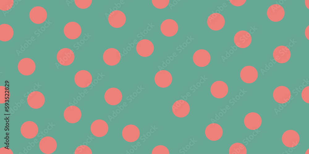 Seamless chaotic tileable polka dot, pink circles, pattern vector.