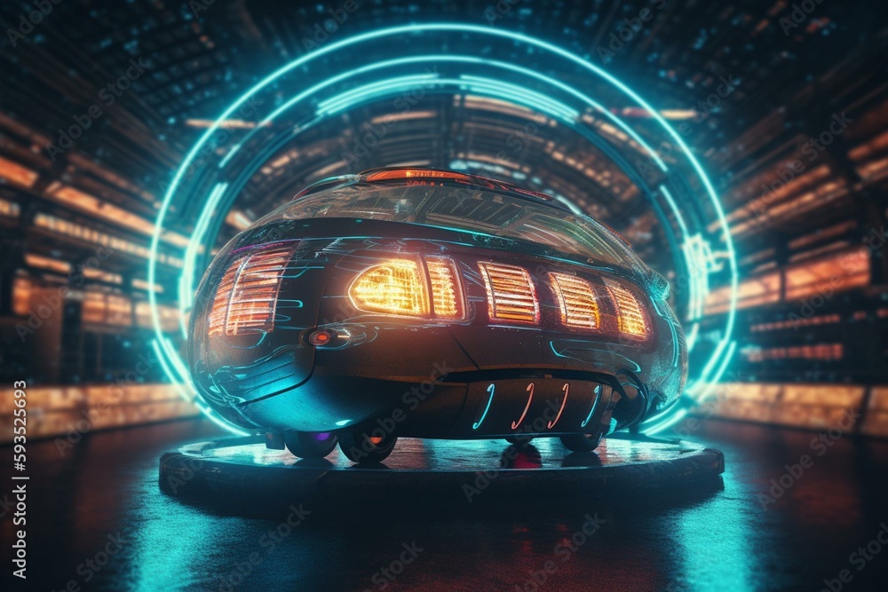 Circle with futuristic modes of transport in boho style concept of Circle with futuristic modes of transport in boho style concept of