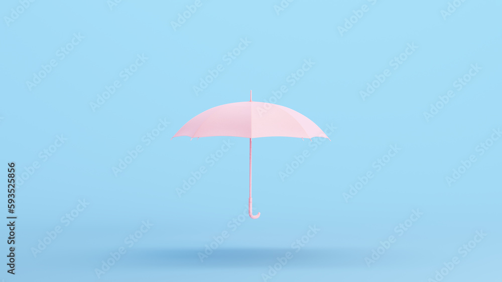 Pink Umbrella Rain Weather Protection Sun Parasol Vintage Kitsch Blue Background 3d illustration render digital rendering
