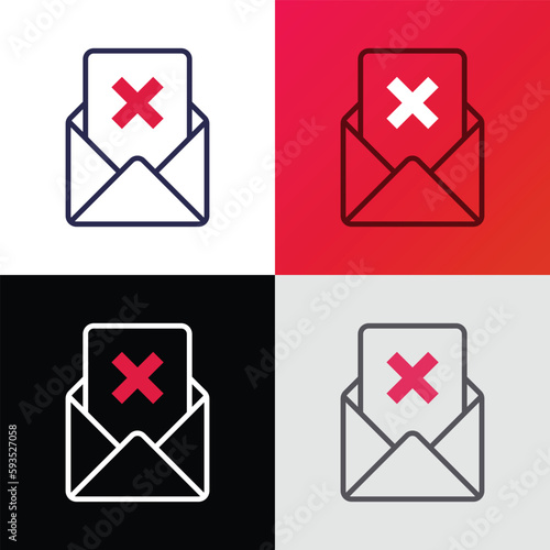 Rejected document. Opened envelope with cross mark. E-mail wasn't send. Thin line icon. Vector illustration.