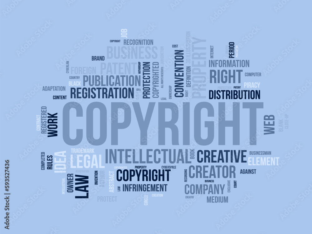 Word cloud background concept for Copyright. Intellectual property ...
