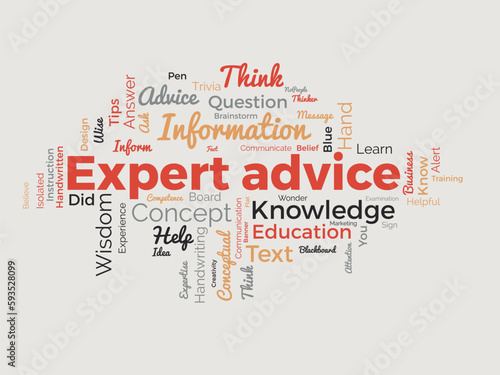 Word cloud background concept for Expert advice. Service support help with expert opinion guidance. vector illustration.