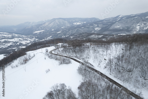 snowy mountain winter white landscape Vezzolacca , Emilia Romagna, Italy photo