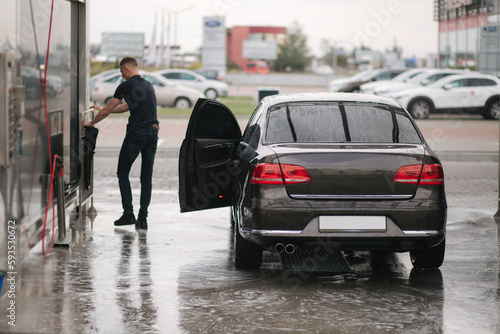 Clean car on self car washing. Wet car after washing © Aleksandr