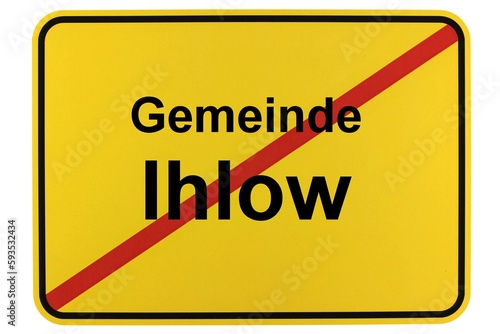 Illustration eines Ortsschildes der Gemeinde Ihlow in Brandenburg