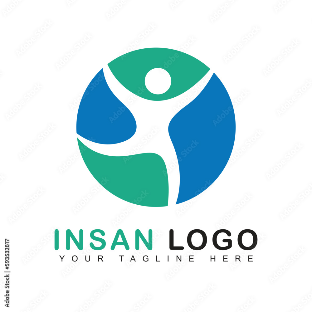 Abstract round logo icon with happy human silhouette. Sport, fitness, medical or healthcare center logo design concept. Abstract round logo icon with happy human silhouette. Sport, fitness, medical or healthcare center logo design concept.