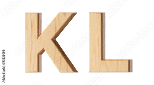 Fototapeta Naklejka Na Ścianę i Meble -  Letters made of wood. 3d illustration of wooden alphabet isolated on white background