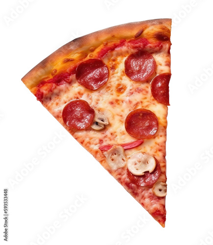 Isolated slice of pizza margarita on cutout PNG transparent background. Generative AI