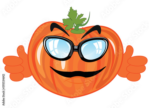Vegetable pumpkin cartoon on white background is insulated