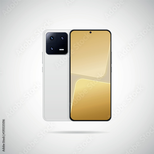 Realistic smartphone with back illustration.