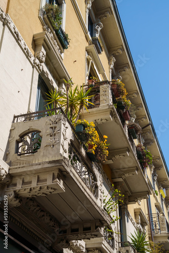 Old residential palace along via Piero della Francesca, Milan, Italy photo