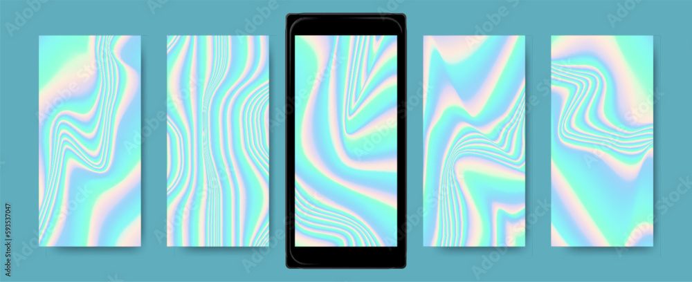 Obraz premium Colorful holographic background collection for mobile screensaver.
