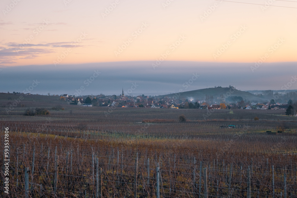 Eguisheim, Alsace, France - December 6, 2022: General view of the village