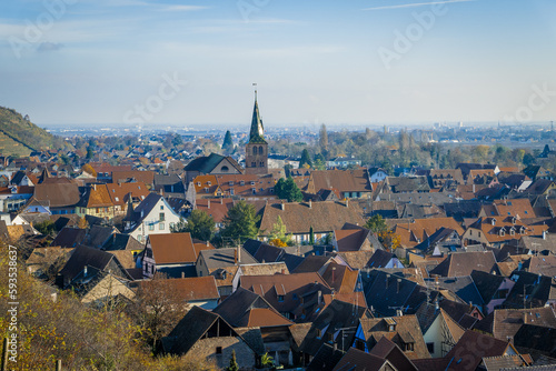 Turckheim; Alsace, France - December 6, 2022: General view of the ,edieval village