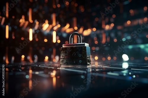 cybersecurity and privacy concept of data protection, secure encryption technology, secure internet access, secure encryption of user private data, Business confidentiality security. Generative AI