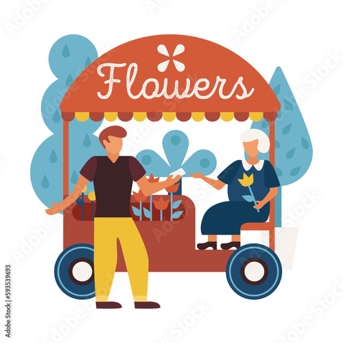Flat Florist Cart