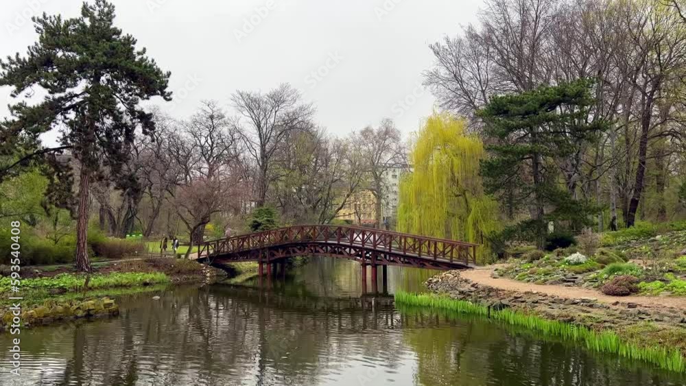 little wooden bridge in the park. little wooden bridge in the park.