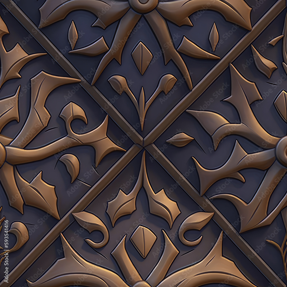 Bronze and Azure Beauty - Tile set, Seamless, Texture - Generative Artwork