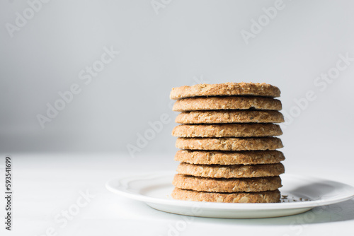 Wallpaper Mural Stack of oat cookies, homemade oatmeal cookies, stack of thin oat biscuits Torontodigital.ca