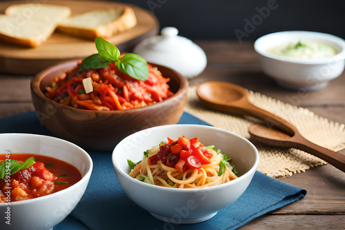 pasta with tomato sauce and basil